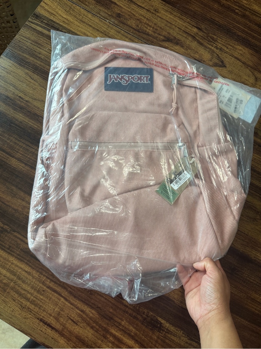 15” Jansport Pink Corduroy Kids Backpack - Picture 4 of 5